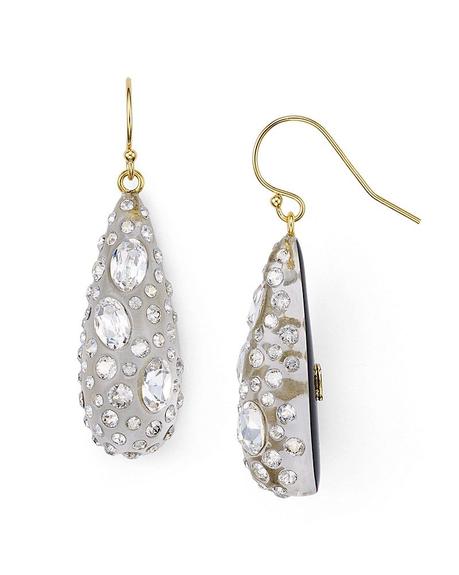 Style blogger Susan B. loves these lucite and Swarovski crystal earrings for glamour without weight. Details at une femme d'un certain age.