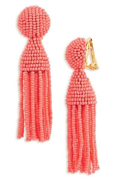 Clip-on tassel earrings for a splash of color. Details and more statement earrings at une femme d'un certain age.
