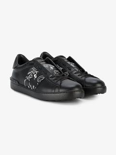 Slick Black Cat:  Valentino Rockstud Panther Sneaker