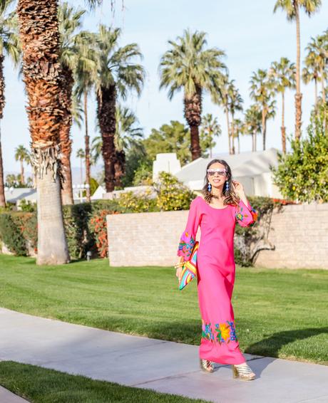 Pink Embroidered Dress in Palm Springs