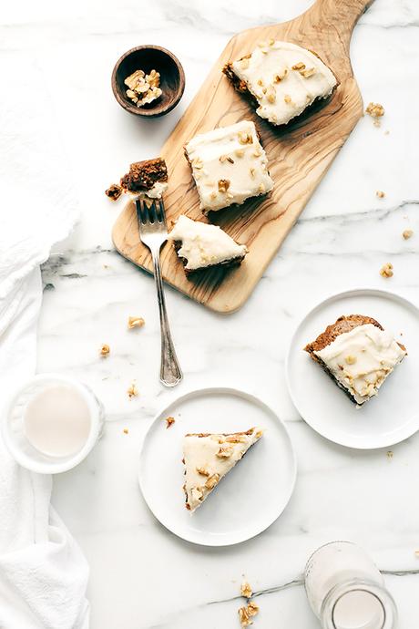 Sunday bliss is.. Vegan carrot cake blondies with cashew-coconut icing recipe by Blissful Basil