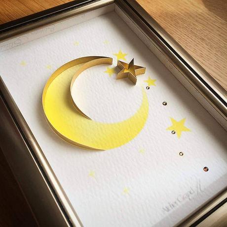 Quilled Star and Moon - Shitateru Papercraft Quilled Star and Moon - Shitateru Papercraft
