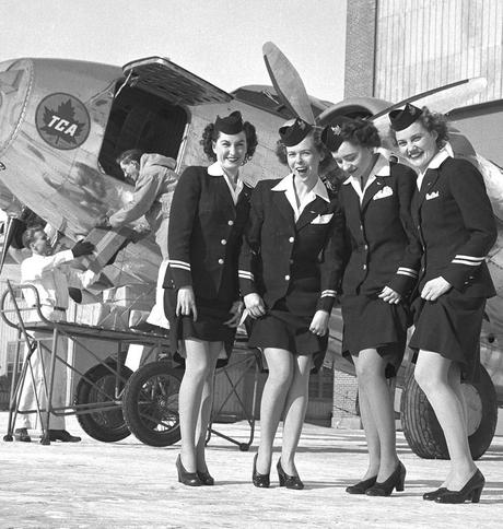 a-group-of-air-hostesses-show-off-their-nylons-in-1946---Air-Canada-Archives a-group-of-air-hostesses-show-off-their-nylons-in-1946---Air-Canada-Archives