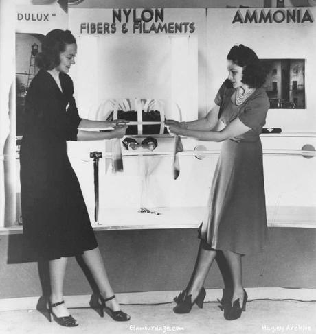 women-demonstrating-nylon-stockings-at-the-1939-San-Francisco-Golden-Gate-International-Expo women-demonstrating-nylon-stockings-at-the-1939-San-Francisco-Golden-Gate-International-Expo