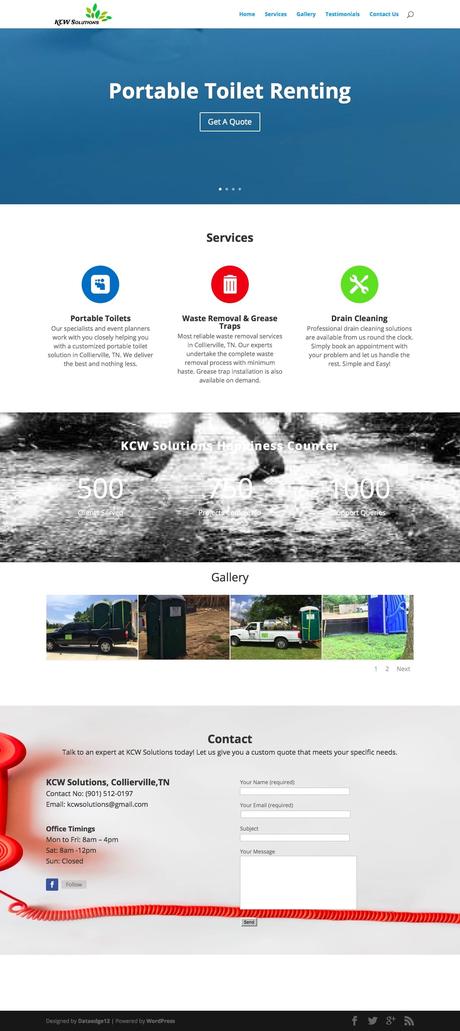 KCW Solutions – Cleaning Services, Portable Toilets Cleaning services WordPress website
