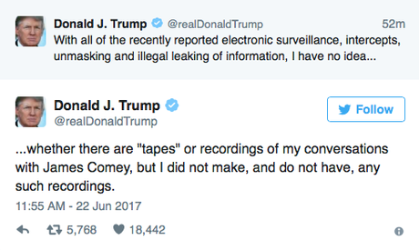 Trump Says There Are NO Tapes Of His Talk With Comey