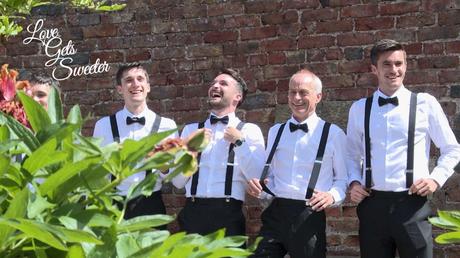 An Elegant and Stylish Lakes Wedding Video the boys laughing in their braces and bow ties for the wedding photographer