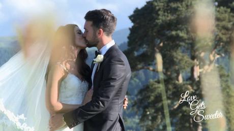 An Elegant and Stylish Lakes Wedding Video bride and groom kissing for the wedding videographer lakeside