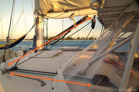 Safety on board: preventer setup on Totem green line runs to brake on boom, and clutch in cockpit