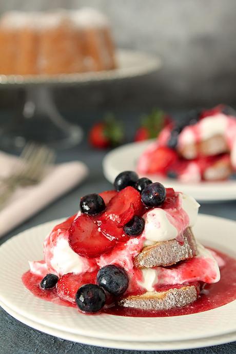 Red, White, and Blue Shortcake with Lemon Pound Cake.
