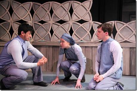 (pictured l-r) Kroydell Galima, Landree Fleming and Aaron Lawson in Adventure Stage Chicago's Review: The Giver (Adventure Stage Chicago)
