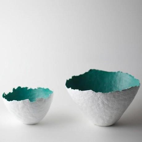 Paper Maché Vessels - Susan Dwyer Aqua Color Burst Bowls