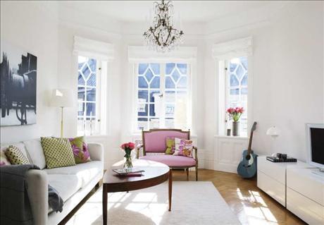 Ebba-von-sydow-home-living-room-pink-grey-white The home of Ebba von Sydow
