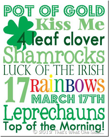 FPF: 10 St. Patrick's Day Subway Art Printables St Patrick's Day Subway Art 8 x 10