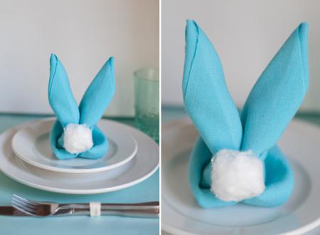 Sugar and Charm has their super cute spin on a popular bunny napkin fold