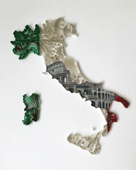 Quilled and Paper Cut Italy by Akiko Makihara Quilled and Paper Cut Italy by Akiko Makihara