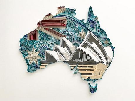 Quilled and Paper Cut Australia by Akiko Makihara Quilled and Paper Cut Australia by Akiko Makihara