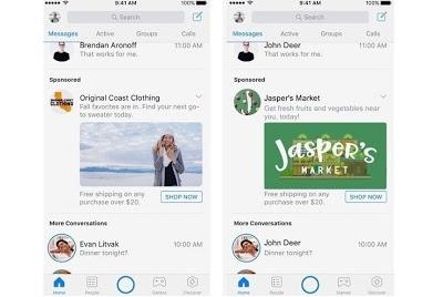 Facebook adds ads to messenger
