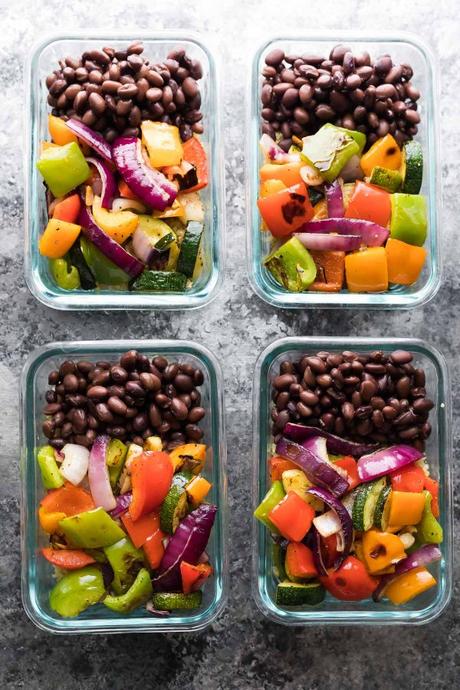 Make these Grilled Veggie & Black Bean Meal Prep Bowls on the weekend and you will have four work lunches waiting for you. A great vegetarian meal prep option that will keep your oven off this summer.