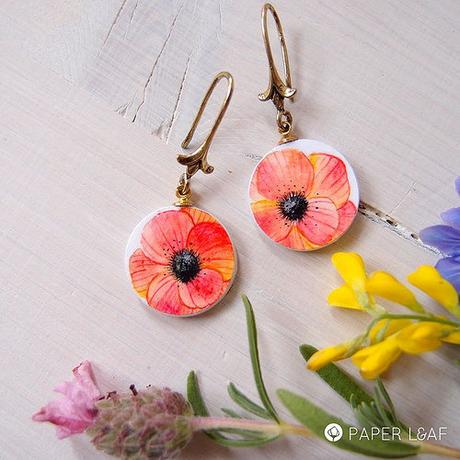 Handpainted Paper Earrings by Paper Leaf Handpainted Paper Earrings by Paper Leaf