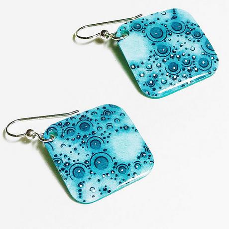 Blue Dangle Paper Earrings by SC Studio Blue Dangle Paper Earrings by SC Studio