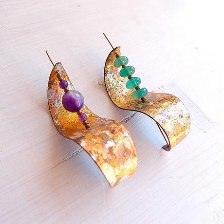 Paper Earrings with Beads by Paper Leaf Paper Earrings with Beads by Paper Leaf