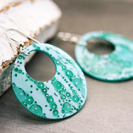 Green Dangle Paper Earrings by SC Studio Green Dangle Paper Earrings by SC Studio