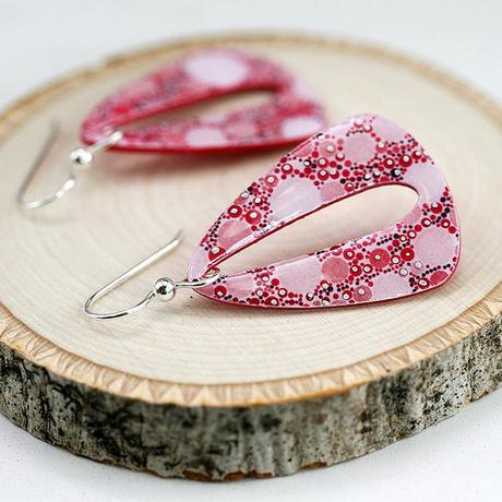 Red and Pink Paper Earrings by SC Studio Red and Pink Paper Earrings by SC Studio