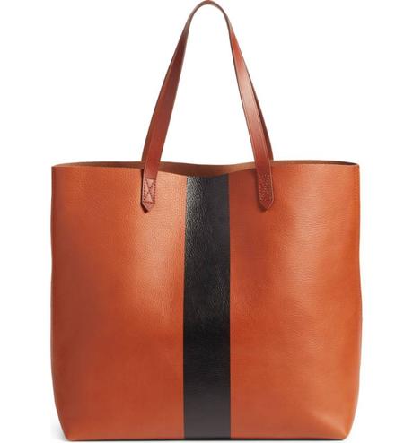 On My Style Radar: Spice Tones Madewell transport tote with stripe from Nordstrom Anniversary Sale. Details at une femme d'un certain age.