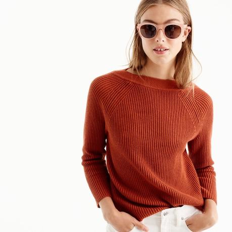On My Style Radar: Spice Tones J.Crew cotton boatneck sweater. Details at une femme d'un certain age