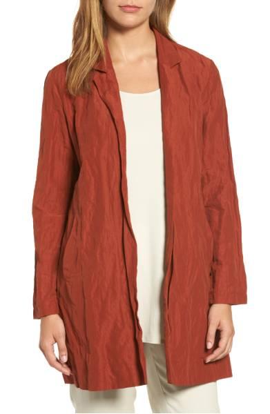 On My Style Radar: Spice Tones Eileen Fisher crinkled cotton jacket. Details at une femme d'un certain age.