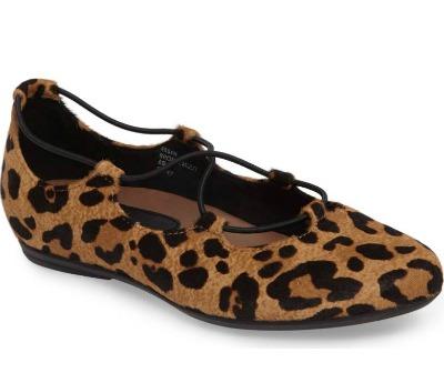 Earthies ghillie flat in leopard print from Nordstrom Anniversary Sale. Details at une femme d'un certain age