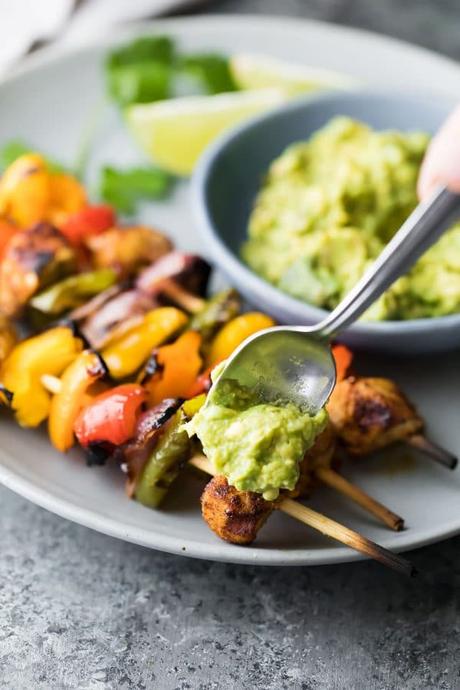 Freezer to grill fajita chicken skewers that can be assembled ahead, frozen, and go straight on the grill when you're ready to cook. An easy, healthy, and seriously delicious meal prep dinner recipe!