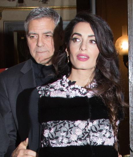 George Clooney and his pregnant wife Amal Clooney leave L'hotel