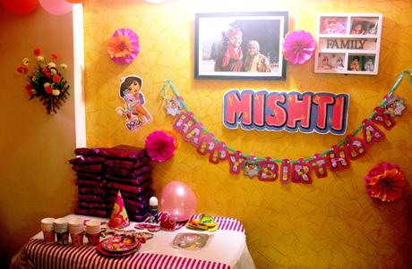 Dora The Explorer Theme Birthday Party:  Mishti’s 3rd Birthday Party Tale