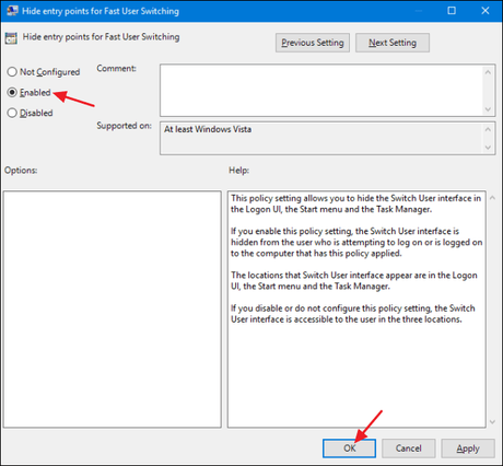 How to Disable Fast User Switching Windows 10