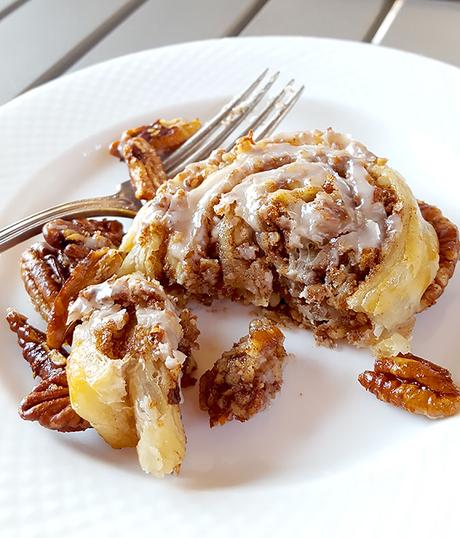 Puff Pastry Pecan Sticky Buns with Maple Bourbon Glaze