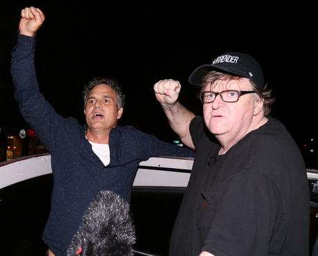 Mark Ruffalo & Michael Moore led a vigil for Heather Heyer outside of Trump Tower