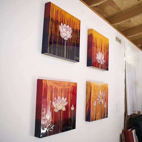 Four New Resin-Coated Lotus Paintings Lotus paintings by Cedar Lee