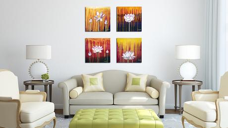 Four New Resin-Coated Lotus Paintings Lotus paintings by Cedar Lee