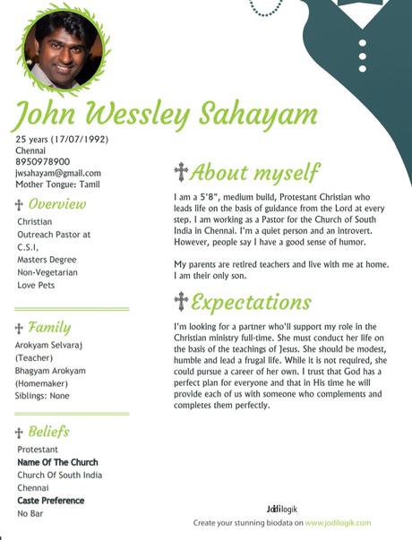 Christian Marriage Biodata Format Samples For Download