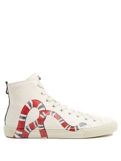 The Snake Winds On:  Gucci Major Snake-Print High-Top Leather Trainers