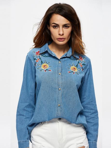 How NewChic Fashion Week Play With Embroidery Pattern Embroidery Denim Shirt