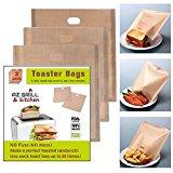 Image: Toaster Bags, Set of 3 Non-stick Teflon Reusable, Perfect for Grilled Cheese Sandwiches, Chicken, Nuggets, Panini, Garlic Toasts and More!