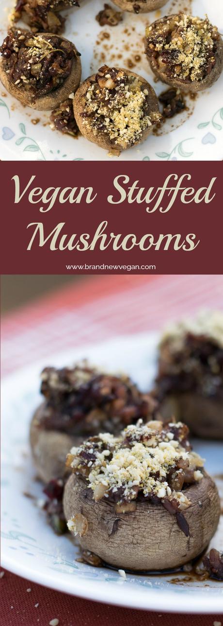 Surely a new holiday favorite, Vegan Stuffed Mushrooms. The stuffing could be a dish all by itself, but becomes magical, stuffed inside Baby Bella Mushrooms.