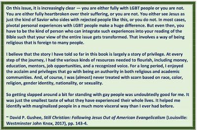 David Gushee's Still Christian: Following Jesus Out of American Evangelicalism on His Experience When He Spoke Out vs. Anti-LGBT Theologies