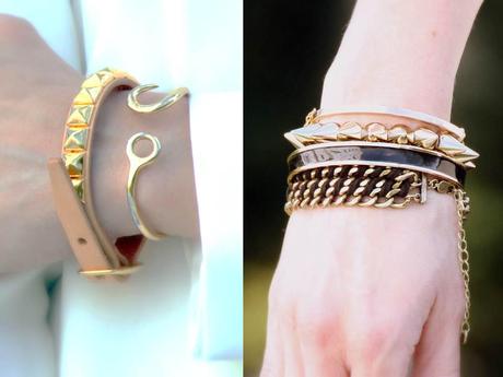 The white blazer and gold bracelets The white blazer and gold bracelets