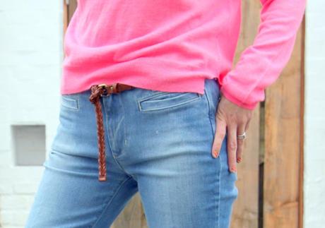Flare jeans and neon sweater Flare jeans and neon sweater
