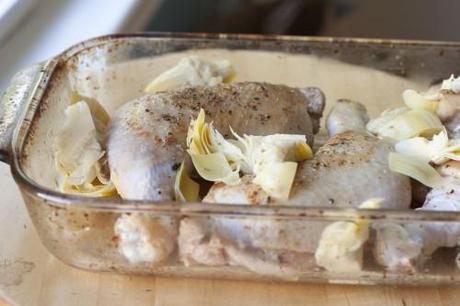 Chicken with artichokes and white wine sauce
