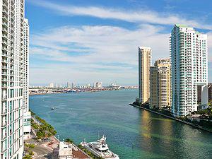The mouth of the Miami River at Brickell Key.